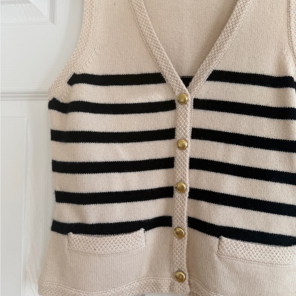 ✨NWT✨ L’Academie by Marianna Calanth Striped cashmere merino wool blend Vest , M - Picture 8 of 9